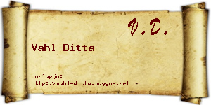 Vahl Ditta névjegykártya